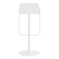 Sleek white metal display stand with a minimalist design and smooth finish. Perfect for modern decor.