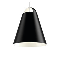 Black and white conical pendant lamp with a sleek, modern design and smooth finish.