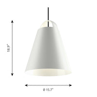 Modern white cone pendant light with a sleek black cord, perfect for minimalistic decor. 