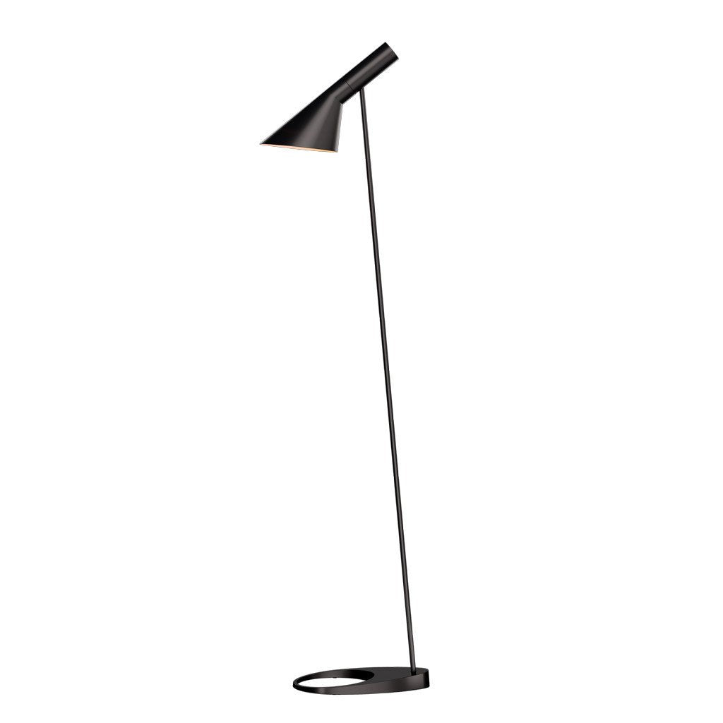 Sleek black floor lamp with a minimalist design and smooth, matte finish. Perfect for modern decor.