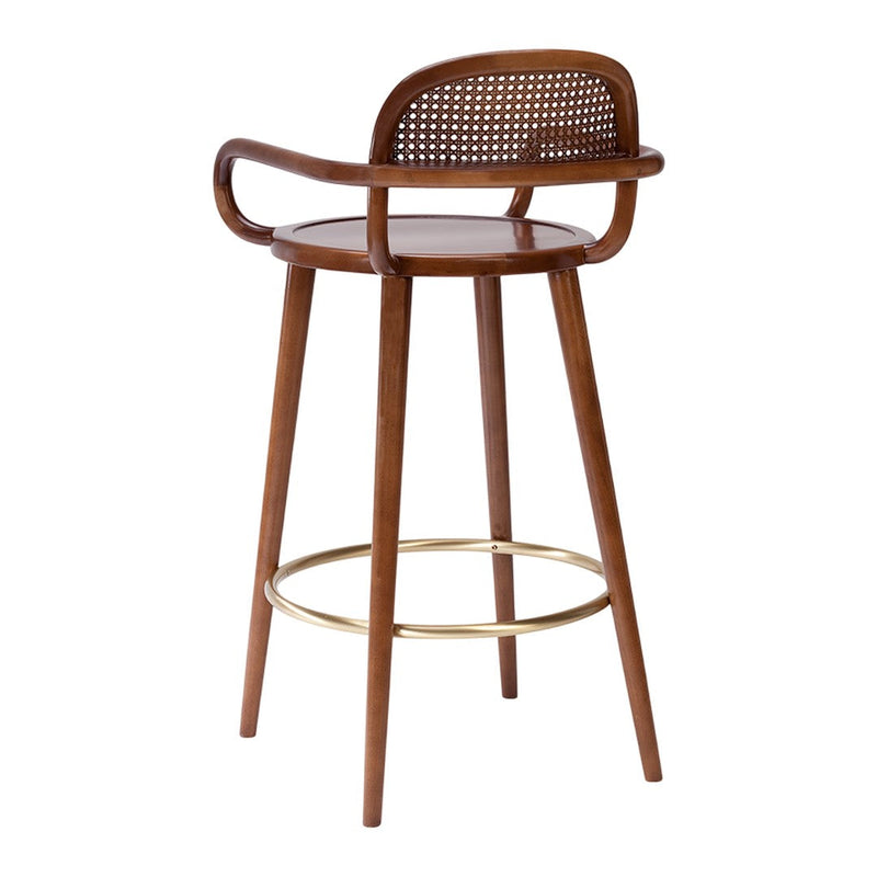 Luc Bar Chair - Wood Seat - Lacquered Footring