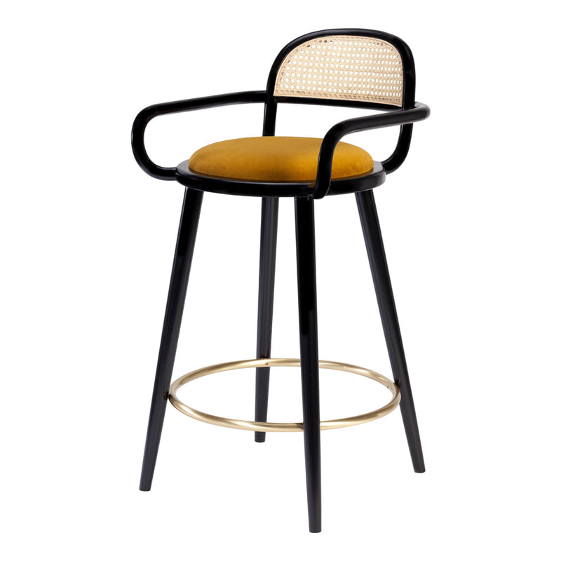 Luc Counter Chair - Upholstered Seat - Lacquered Footring