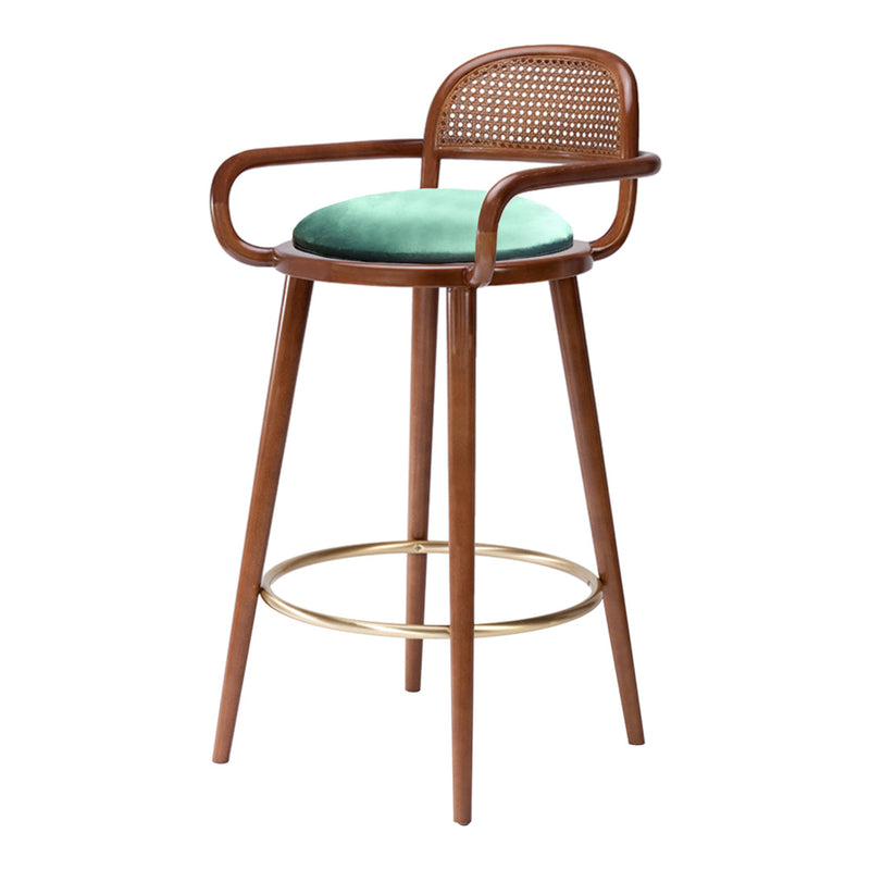 Luc Bar Chair - Upholstered Seat - Metallic Footring