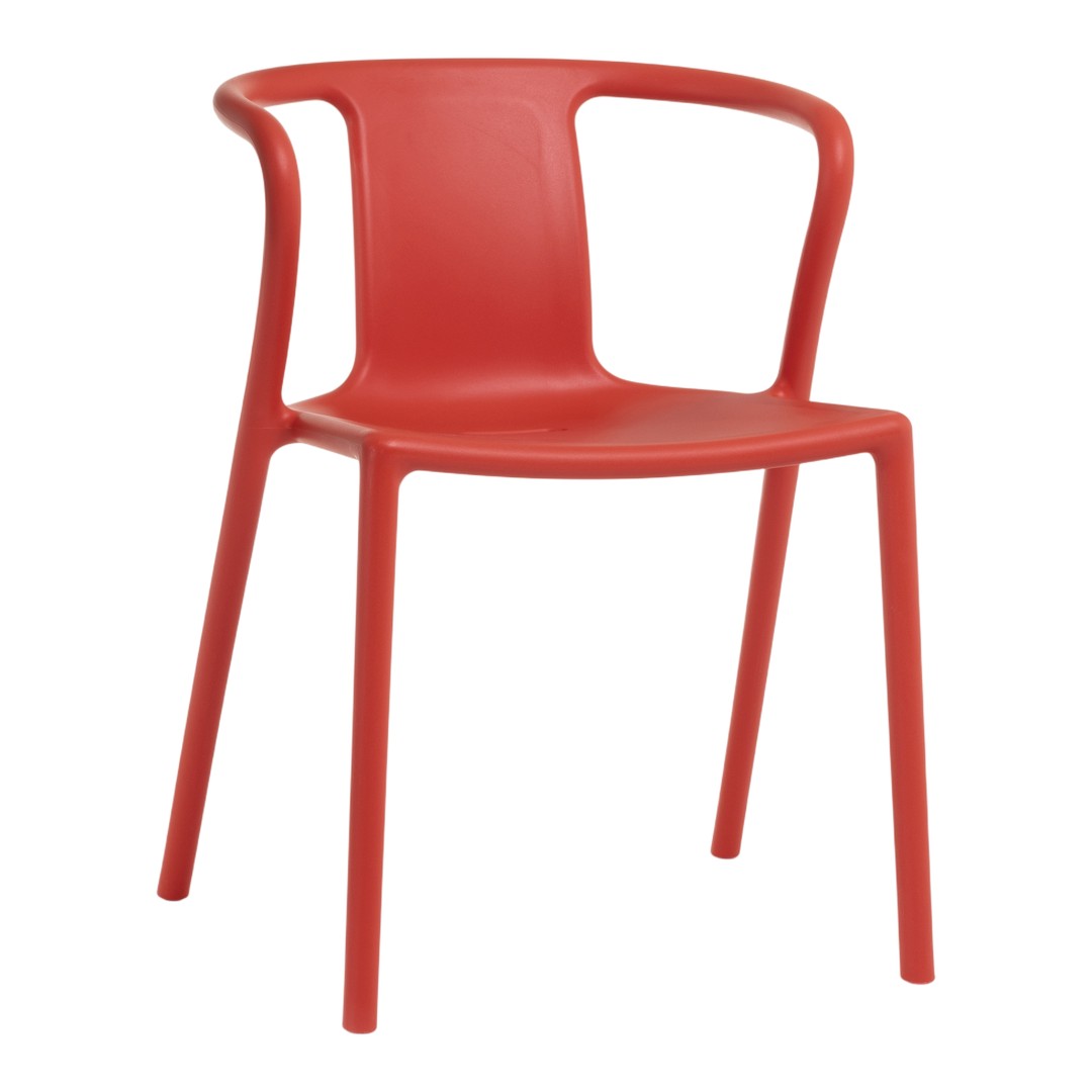 "Vibrant red chair with a sleek, modern design and smooth finish, perfect for adding a pop of color to any space."