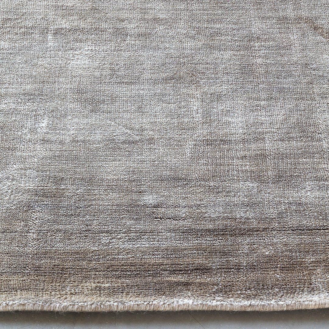 Neutral beige area rug with subtle light and dark weave patterns for a modern touch. Perfect for any decor style.