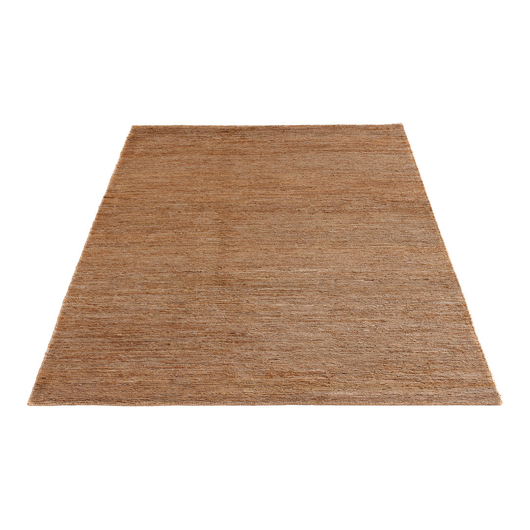 Natural beige area rug with a textured, woven pattern, ideal for warm, neutral decor.