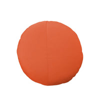 Round orange cushion with a smooth, solid color design, perfect for adding a pop of color to any space.