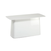 Sleek white console table with a minimalist design and smooth, glossy finish. Perfect for modern decor.