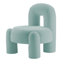 Soft mint-green chair with smooth, rounded shapes and a minimalist design, perfect for modern decor.