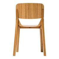 Natural bamboo chair with a smooth finish and minimalist design, showcasing warm brown tones and a sleek silhouette.