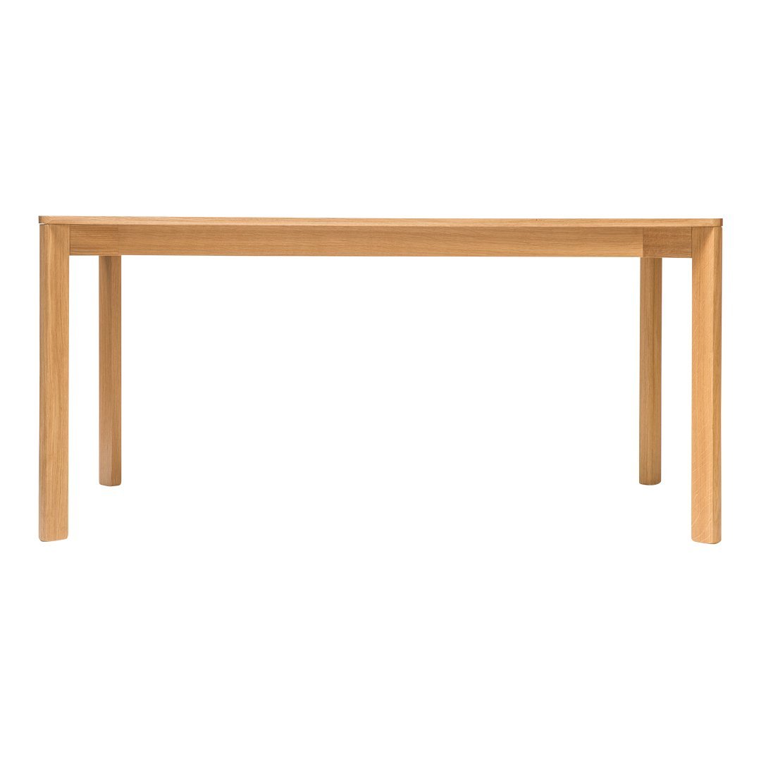 Light oak dining table with a minimalist design and smooth, natural wood grain finish. Perfect for modern decor.