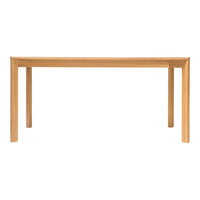 Light oak dining table with a minimalist design and smooth, natural wood grain finish. Perfect for modern decor.