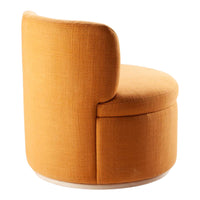 Round orange accent chair with a textured fabric finish, perfect for modern decor.