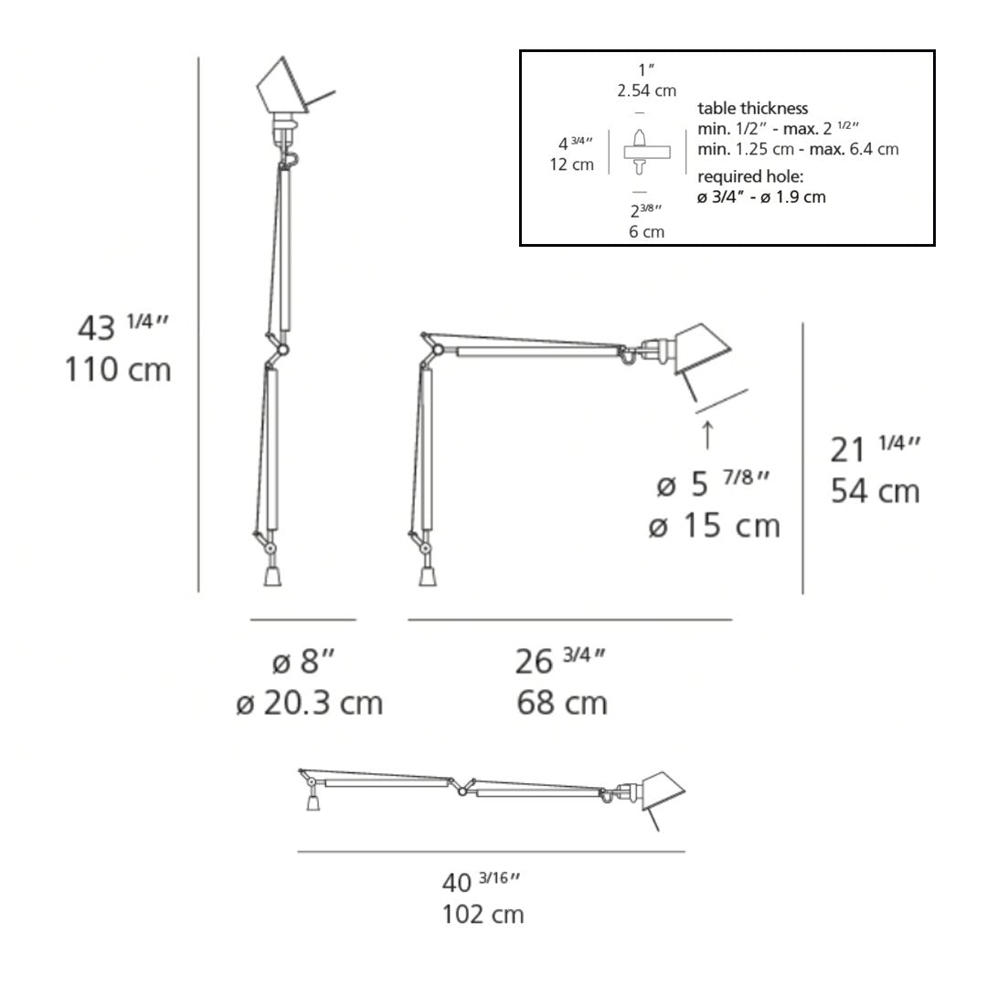 "Adjustable desk lamp in white with sleek metallic accents, featuring a minimalist design and clean lines."