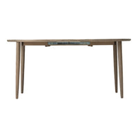 Light wood dining table with simple, modern design and natural finish, featuring a subtle grain pattern.