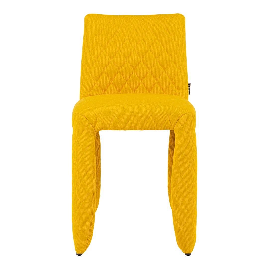 Bright yellow chair with a diamond quilted pattern for a modern, stylish look.