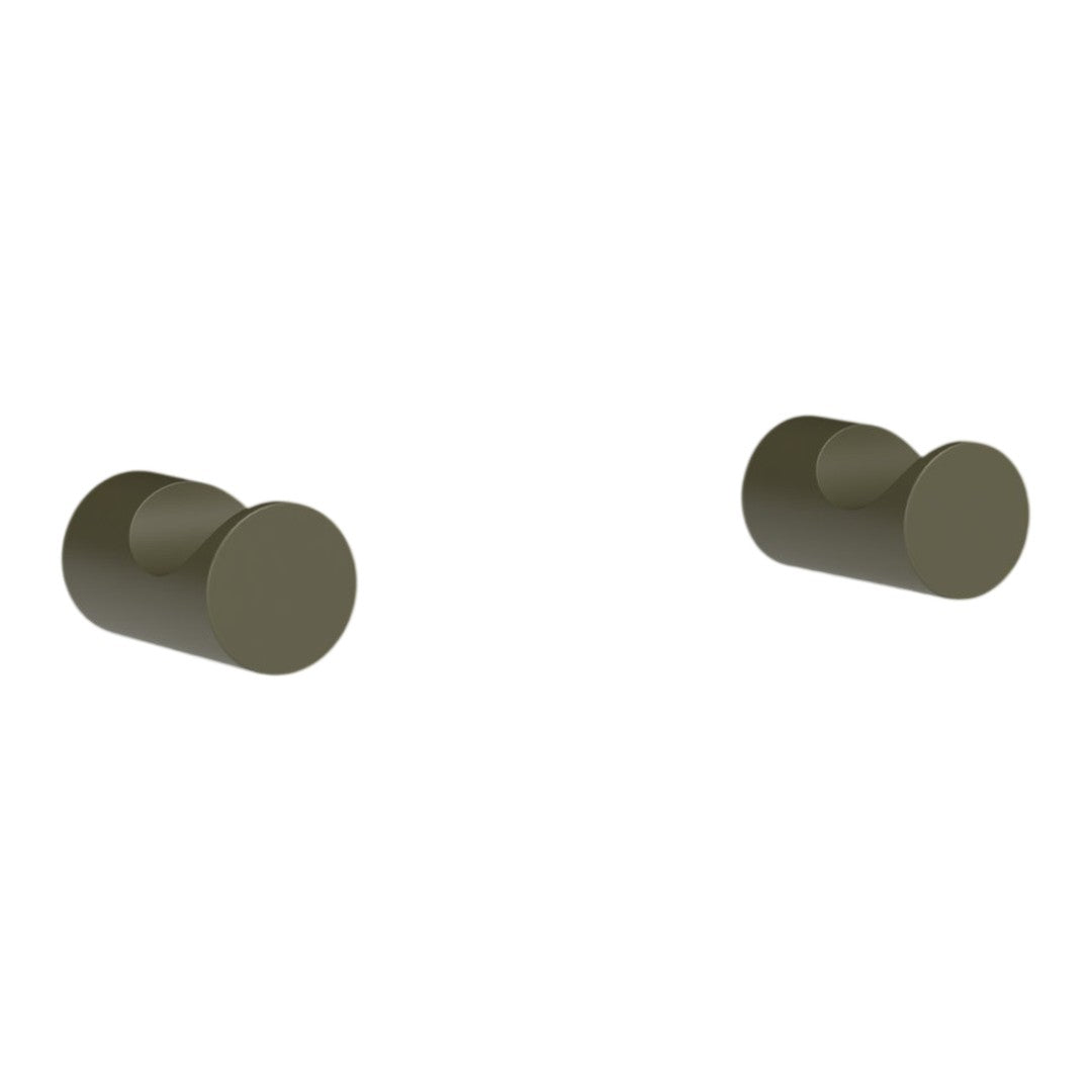 Matte olive green round knobs with a smooth finish, perfect for modern home décor.