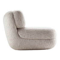 Beige upholstered sofa with subtle ribbed texture and soft, light speckles throughout. Perfect for a modern living space.