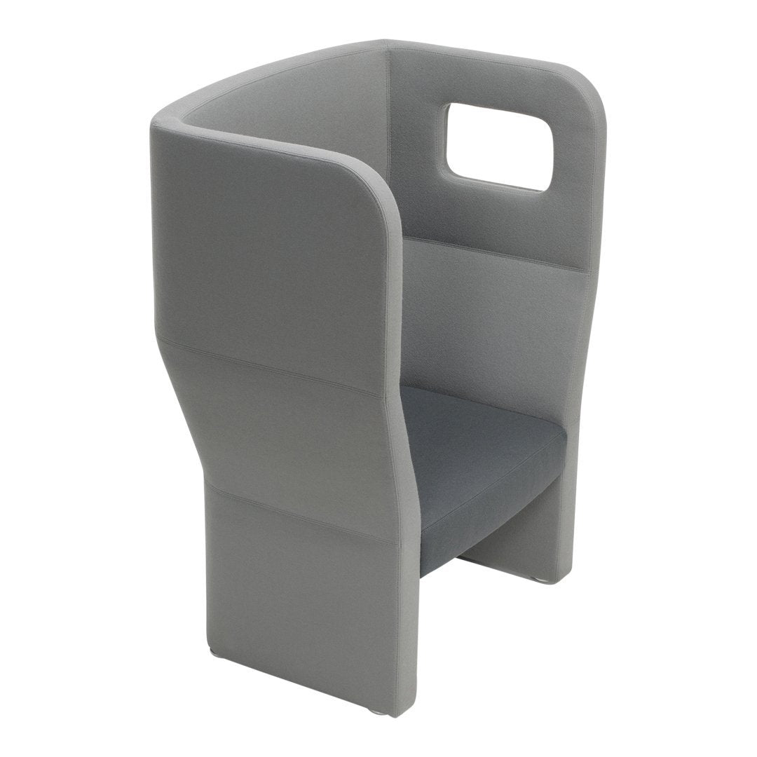 Gray modular chair with sleek, minimalist design and soft, smooth textures. Ideal for modern interiors.
