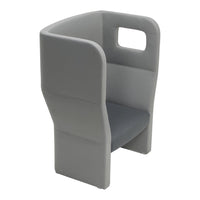 Gray modular chair with sleek, minimalist design and soft, smooth textures. Ideal for modern interiors.
