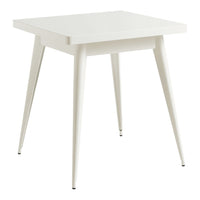 White square table with sleek, tapered legs, offering a modern and minimalist design. Ideal for any decor.