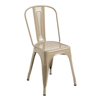 Beige metal chair with a minimalist design and smooth finish, featuring a classic industrial style.