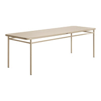 Light beige rectangular table with a smooth surface and minimalistic design, perfect for modern interiors.