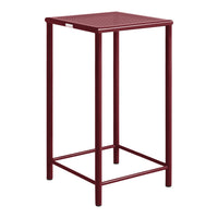 Rust-colored bar stool with a textured surface and sleek metal frame, perfect for modern decor.