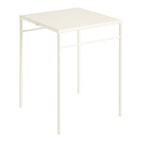 White square table with a minimalist design and sleek, modern lines. Ideal for versatile indoor use.