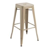 Beige metal bar stool with a smooth, glossy finish and clean, minimalist design. Perfect for modern decor.