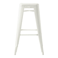 White metal bar stool with a sleek, minimalist design and simple lines, perfect for modern decor.