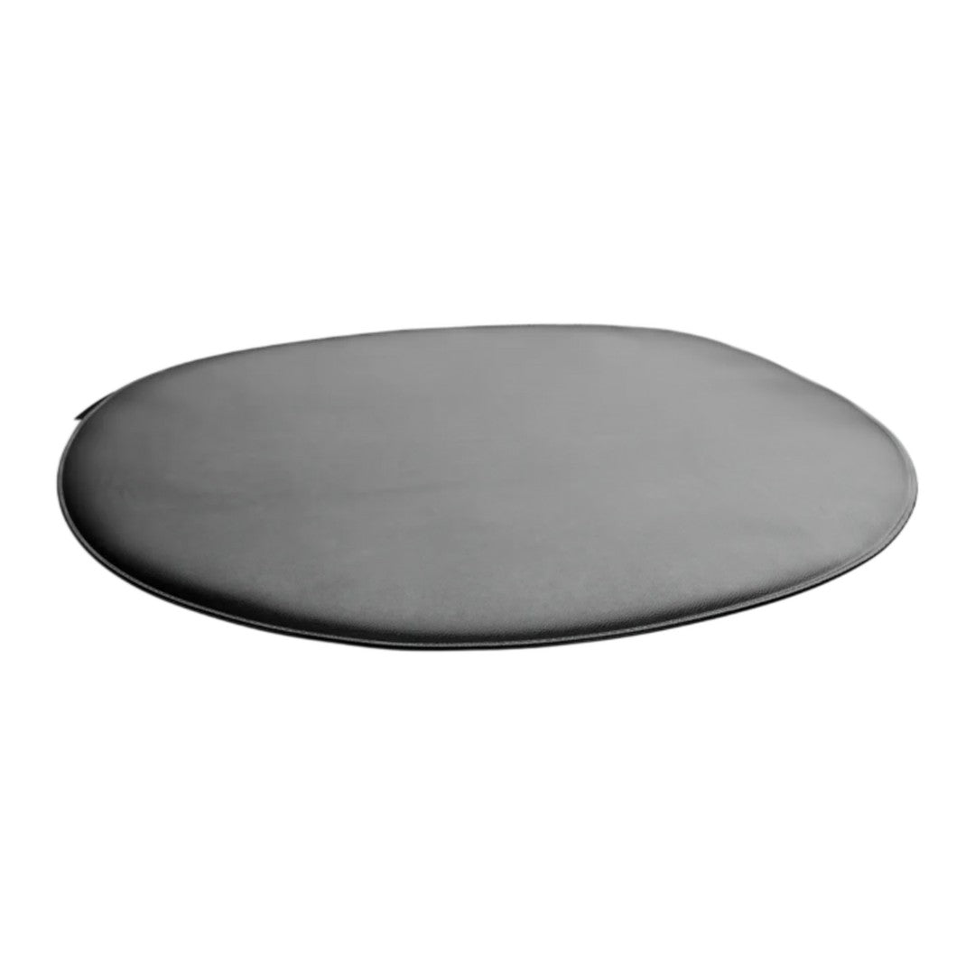 Round black cushion with a smooth, matte finish for added comfort and style. Perfect for seating or decor.
