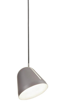 Gray pendant lamp with a sleek, minimalist design and a smooth finish, ideal for modern decor.