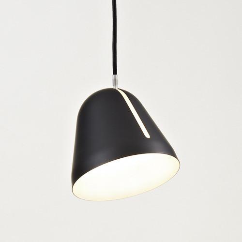 Black pendant lamp with a sleek, minimalist design and a contrasting white interior. Perfect for modern decor.