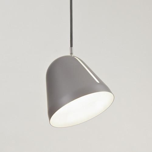 Gray cone pendant light with a sleek matte finish and subtle light seam, perfect for modern decor.