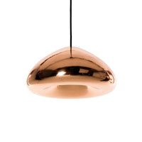 Sleek copper pendant lamp with a glossy finish and smooth, rounded design. Perfect for modern decor.