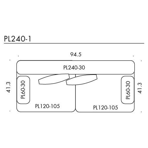 Diagram of a modern furniture layout featuring a clean, minimalist design with soft curves and neutral tones.