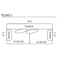 Diagram of a modern furniture layout featuring a clean, minimalist design with soft curves and neutral tones.