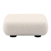 Neutral cream color with a soft, textured fabric finish on a compact, rounded rectangular design.