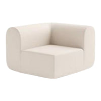 Stylish beige corner chair with smooth, rounded edges and minimalist design. Perfect for modern decor.