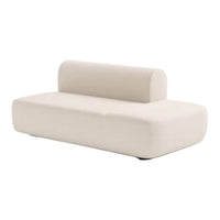 Cream-colored minimalist sofa with smooth, curved lines and a modern design. Ideal for contemporary living spaces.