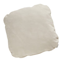 Soft beige square pillow with rounded edges, featuring a smooth, minimalistic design. Perfect for neutral décor.