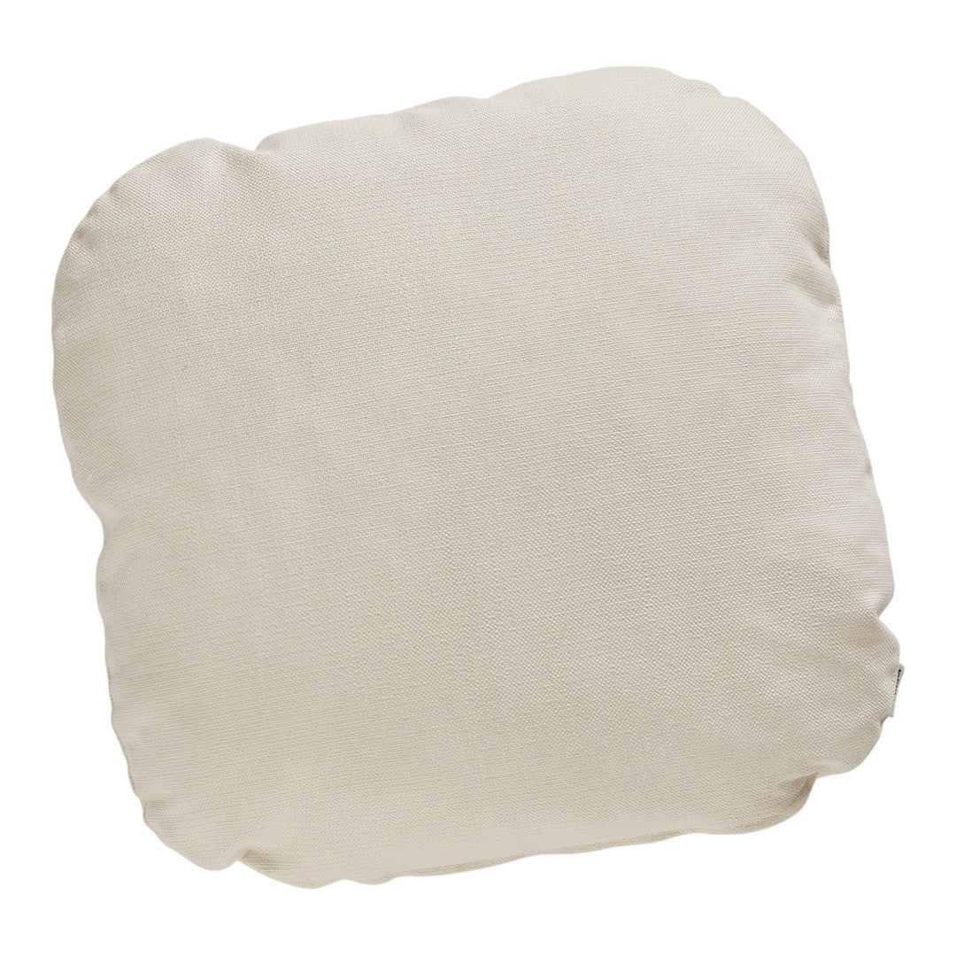 Cream-colored, plush square pillow with a soft, textured pattern, perfect for home décor.