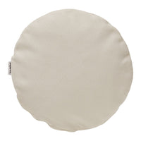 Round cream cushion with a textured fabric pattern, perfect for adding a modern touch to any decor.