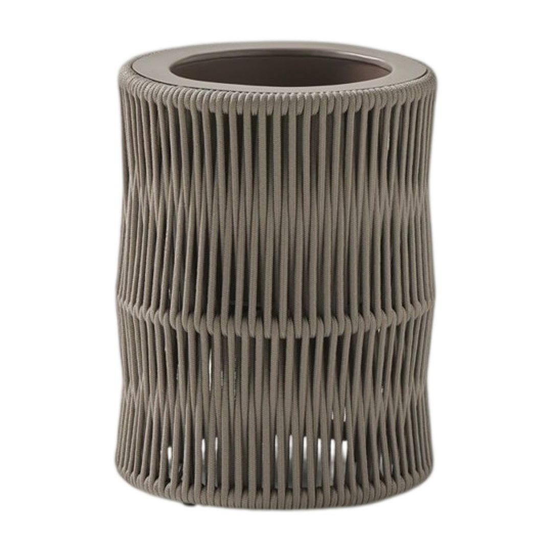 Textured gray cylinder with vertical stripes, perfect for modern decor.