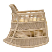 Beige woven basket with an open grid pattern and solid base, perfect for stylish storage solutions.