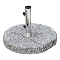Gray granite base with a polished chrome pole, featuring a smooth circular shape and minimalistic design.