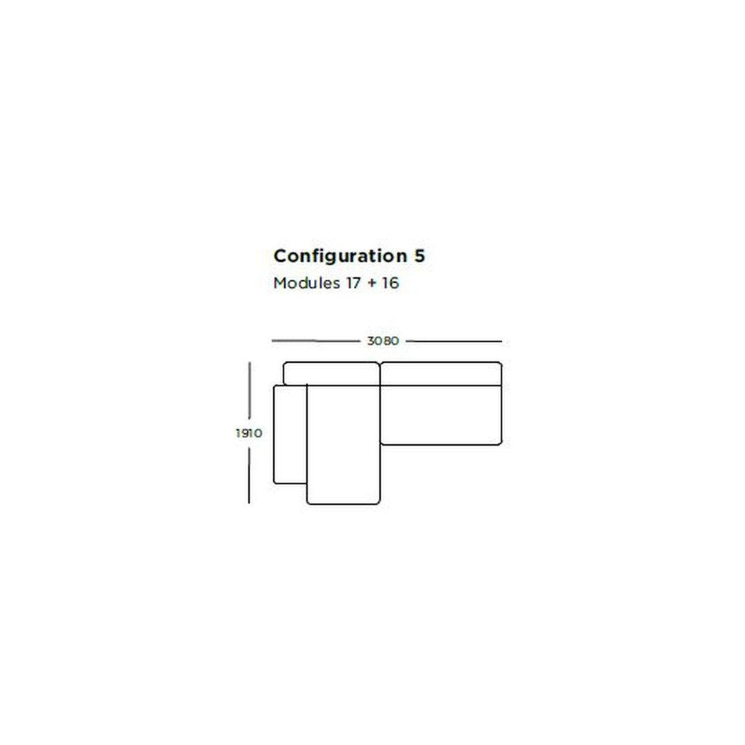 Configuration 5: Modular sofa design in a sleek, modern layout with clean lines and a neutral color palette.
