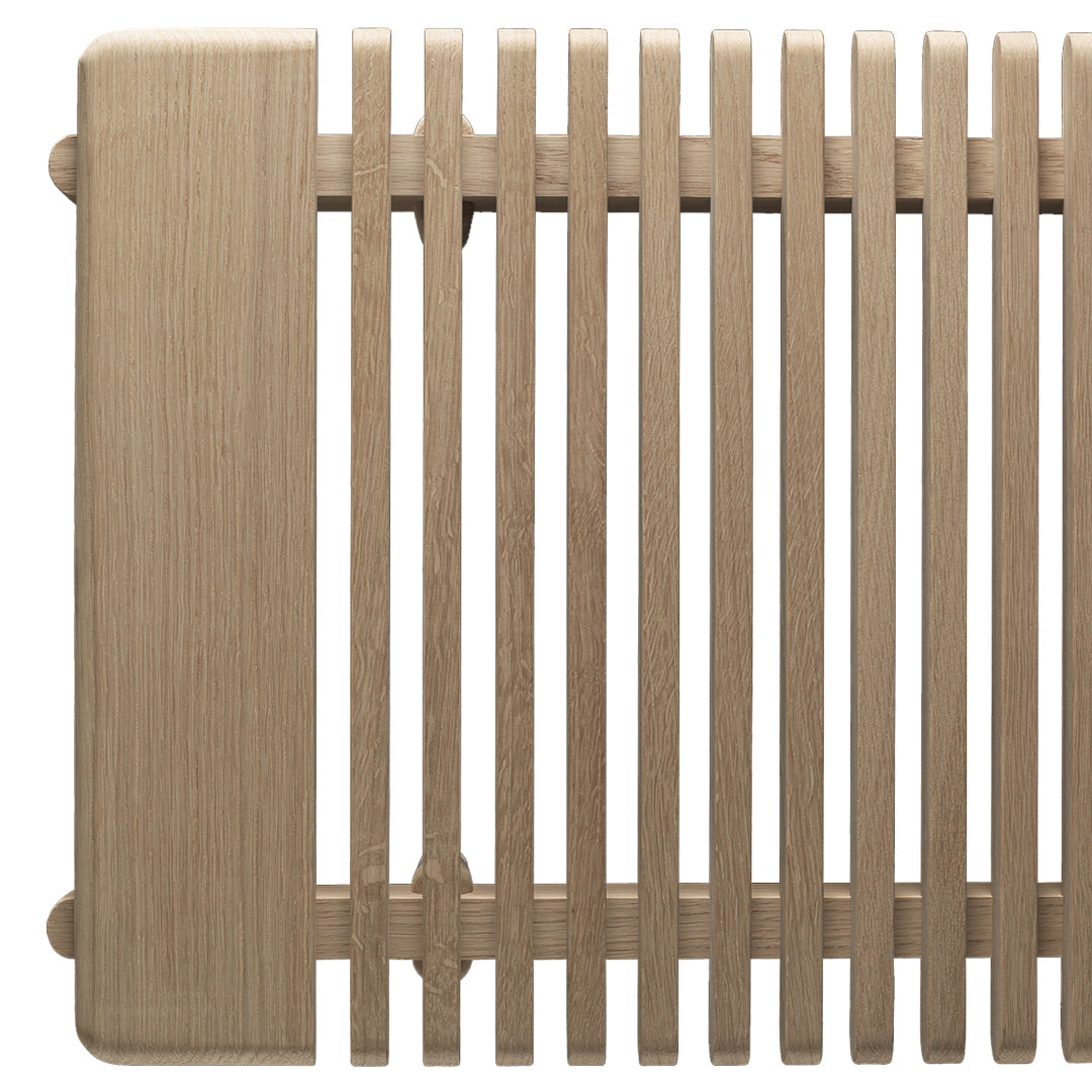 Beige wooden slatted design with a smooth finish, showcasing a modern and minimalist aesthetic. Perfect for home decor.