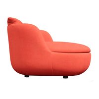 Coral orange upholstery with smooth, modern curves and a minimalist design. Perfect for contemporary interiors.